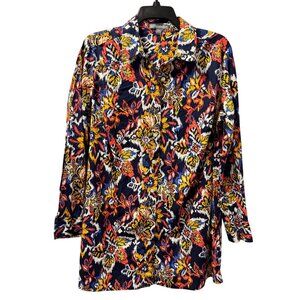 Jessica London Plus Size 16W Button Down Tunic Top Blouse